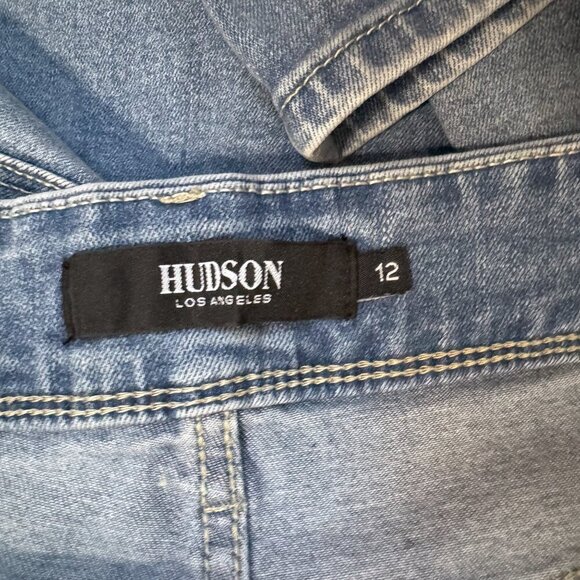 HUDSON Mid-Rise Straight Wide Leg Cropped Stretch Denim Light Wash Jeans 12 - Picture 4 of 6